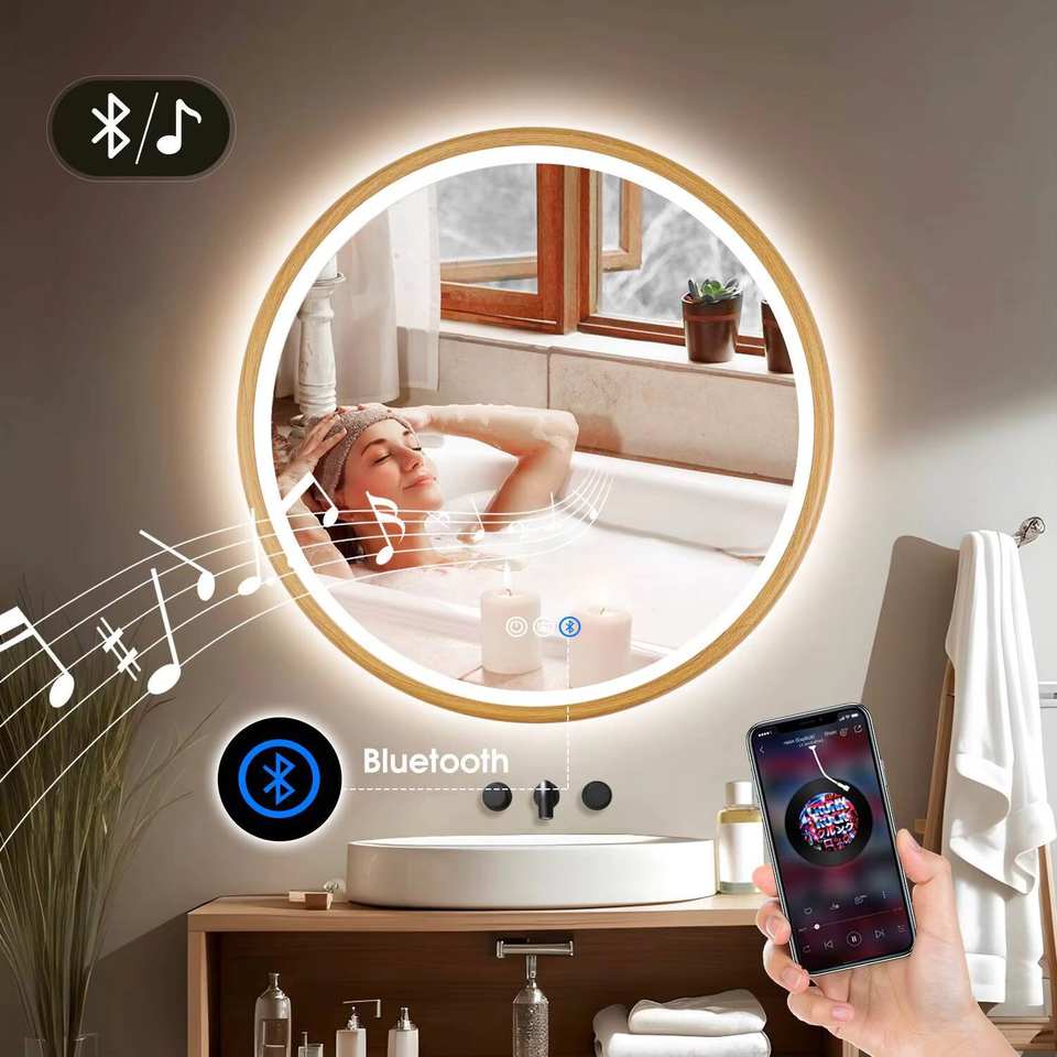 Smart LED Vanity Mirror — Round Anti-Fog Wall Mirror, 12"