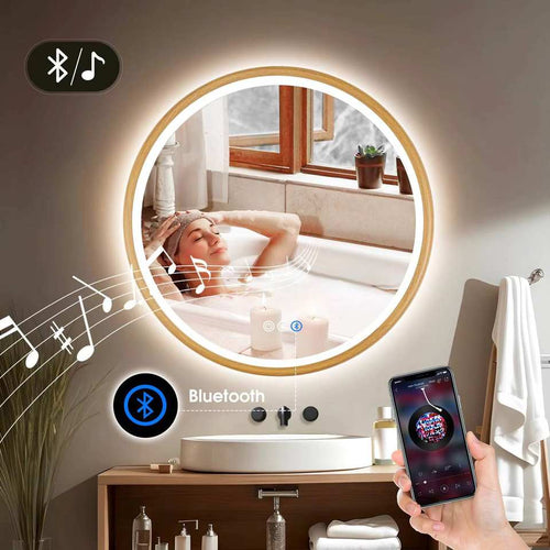 Smart LED Vanity Mirror — Round Anti-Fog Wall Mirror, 12"